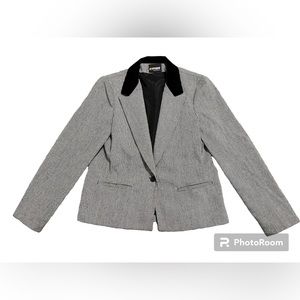 Vintage Black and Gray Russ Blazer with Velvet Collar Size S